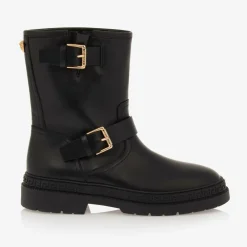 Versace Black Leather Medusa & Greca Boots Hot