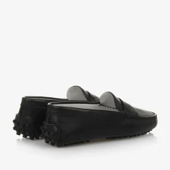 Tods Black Leather Moccasin Shoes Outlet