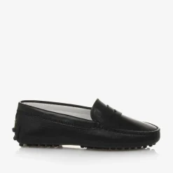 Tods Black Leather Moccasin Shoes Outlet