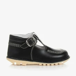 Childrens Classics Black Leather T-Bar Shoes Discount