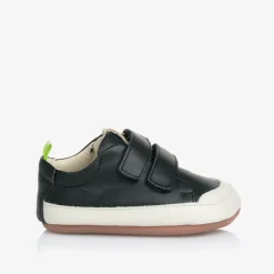 Tip Toey Joey Black Leather Velcro Trainers Best