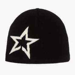 Perfect Moment Black Merino Wool Star Beanie Hot