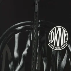 DKNY Black Milano Hooded Zip-Up Top New