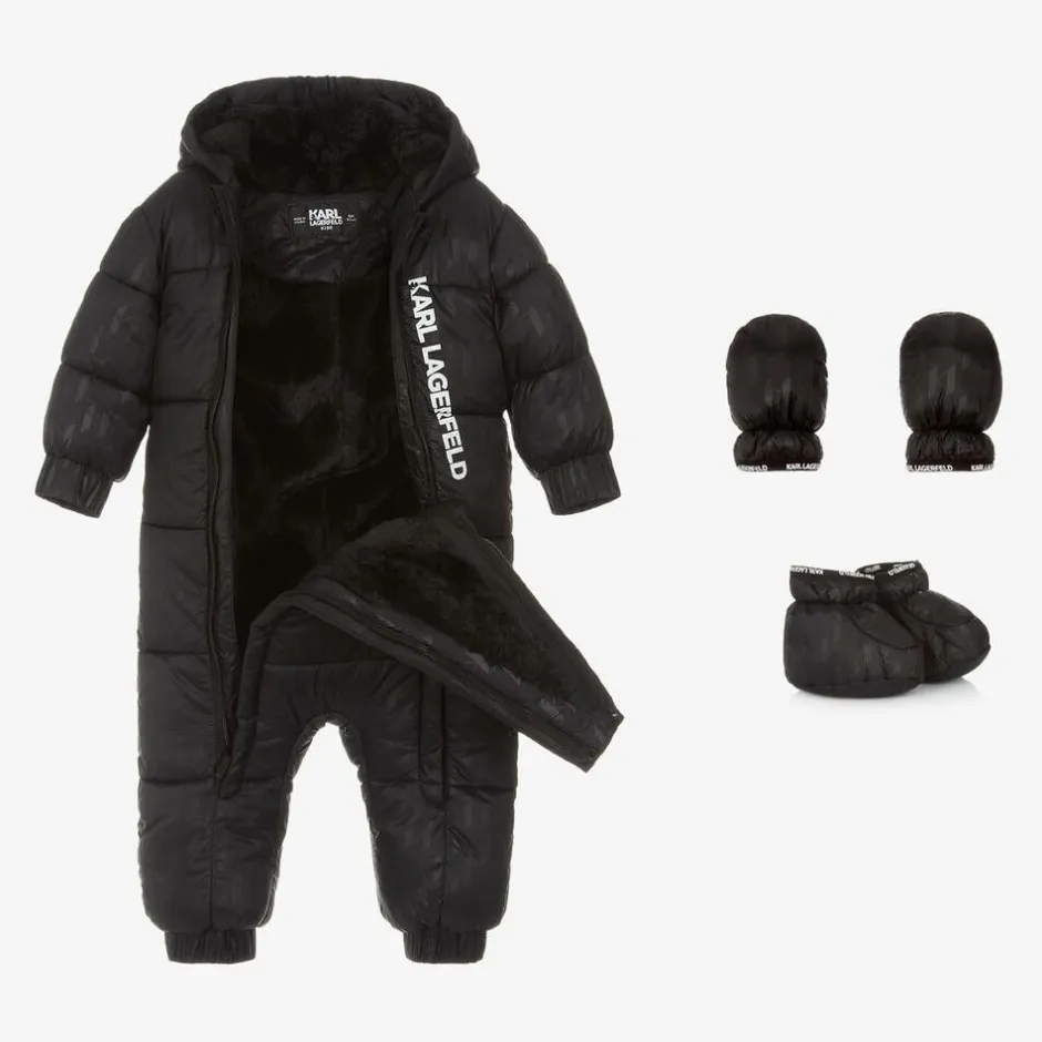KARL LAGERFELD KIDS Black Monogram Snowsuit Outlet