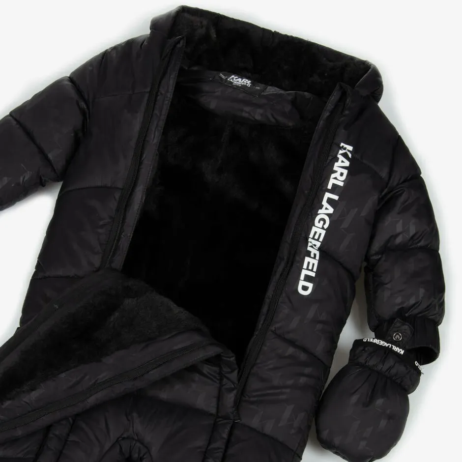 KARL LAGERFELD KIDS Black Monogram Snowsuit Outlet