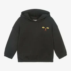 Mini Rodini Black Organic Cotton Cat Hoodie Clearance