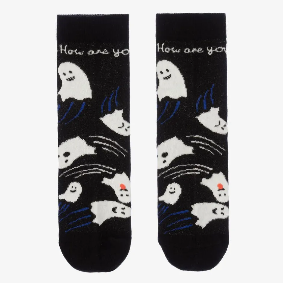 Wauw Capow Black Organic Cotton Ghost Socks Hot