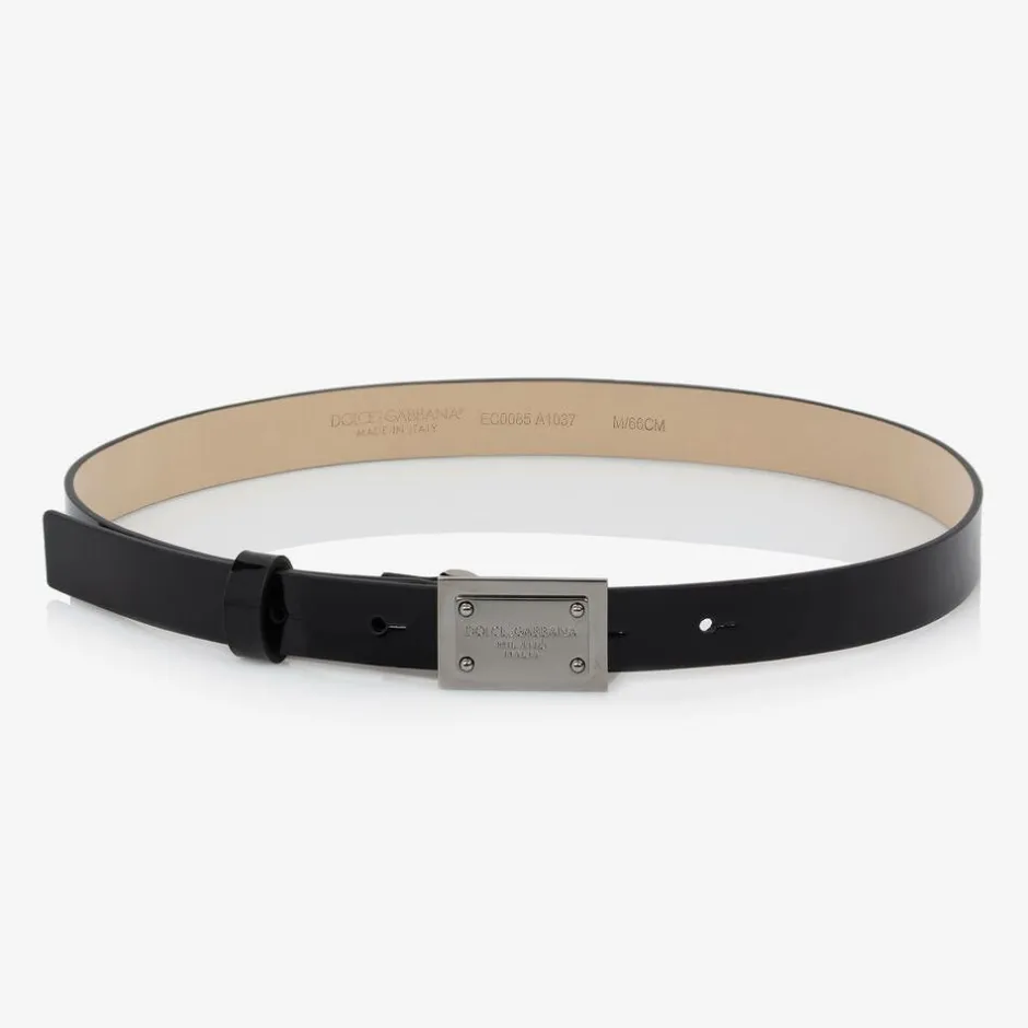 Dolce amp; Gabbana Black Patent Leather Belt New