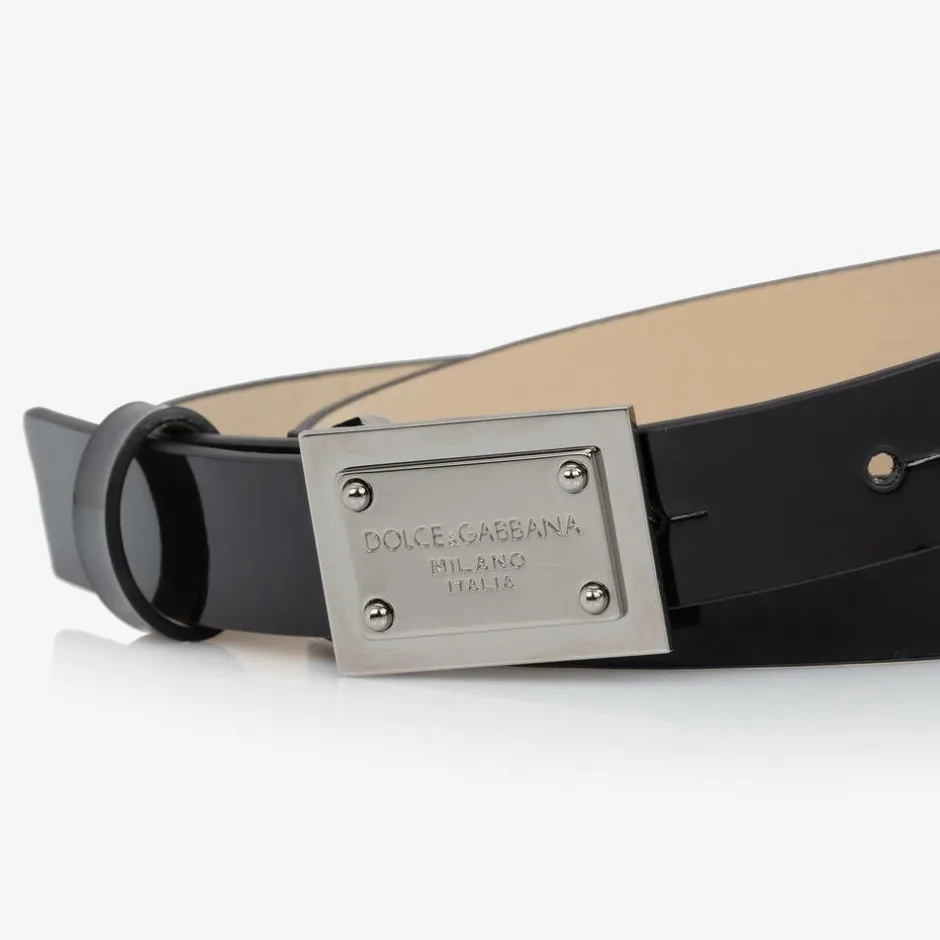 Dolce amp; Gabbana Black Patent Leather Belt New