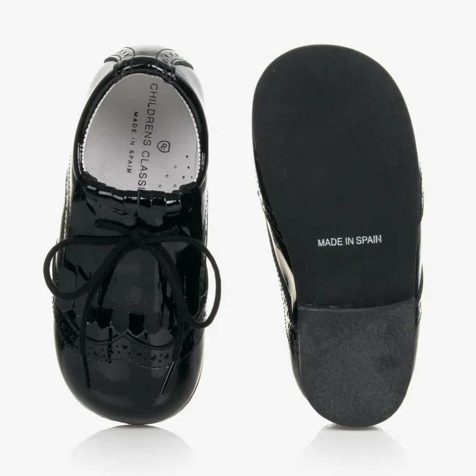 Childrens Classics Black Patent Leather Brogues Clearance