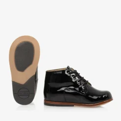 Tartine et Chocolat Black Patent Leather First Walker Boots Outlet
