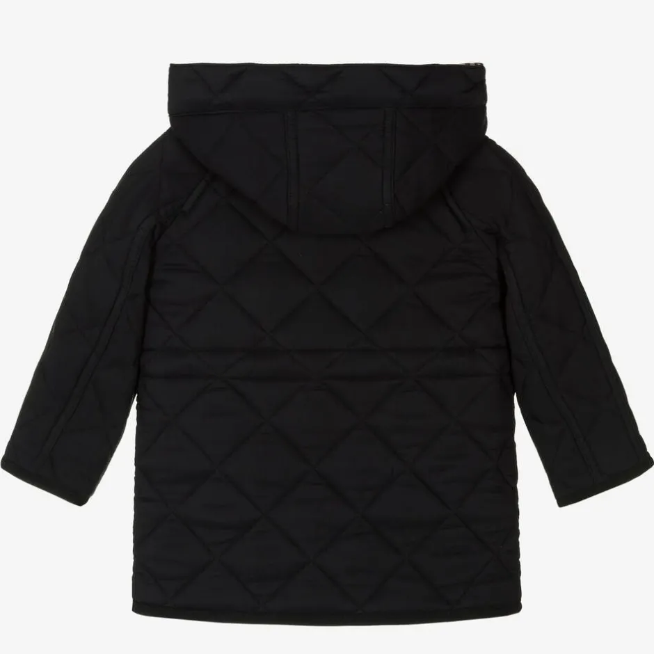 Burberry Black Quilted Vintage Check Baby Coat New