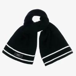 Balmain Black Ribbed Wool Scarf Discount