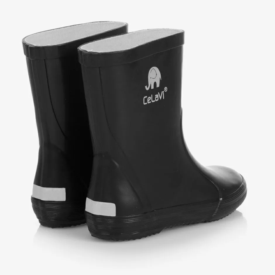 CeLaVi Black Rubber Rain Boots New