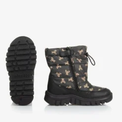 Falcotto by Naturino Black Teddy Bear Print Snow Boots New