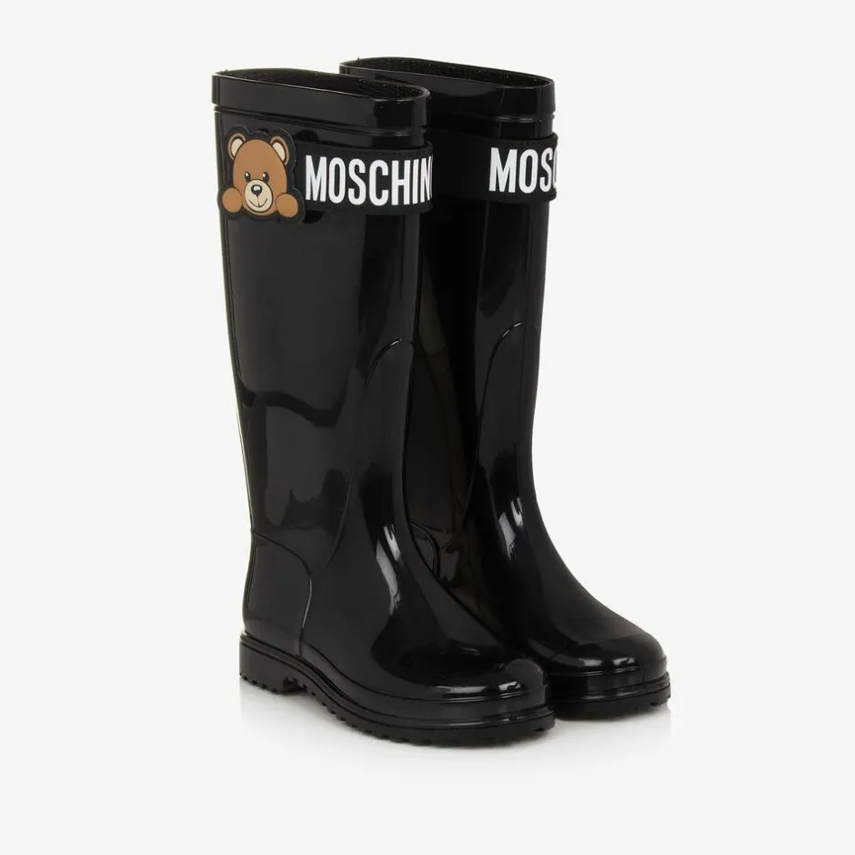 Moschino Black Teddy Bear Rain Boots Clearance