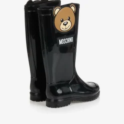 Moschino Kid-Teen Black Teddy Bear Rain Boots Discount