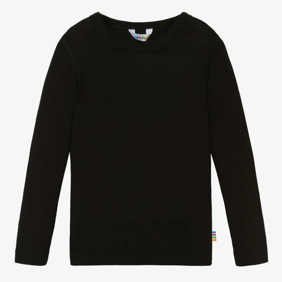 Joha Black Thermal Merino Wool & Silk Top Clearance