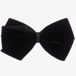 Peach Ribbons Black Velvet Bow Clip (12cm)