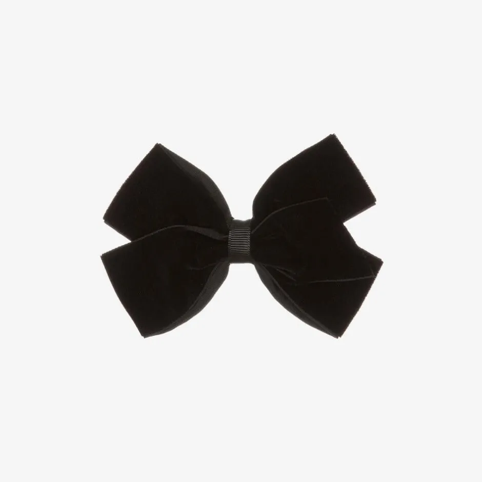 Bowtique London Velvet Bow Hair Clip (11cm) Black