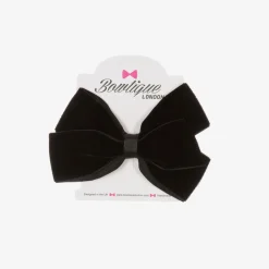 Bowtique London Velvet Bow Hair Clip (11cm) Black