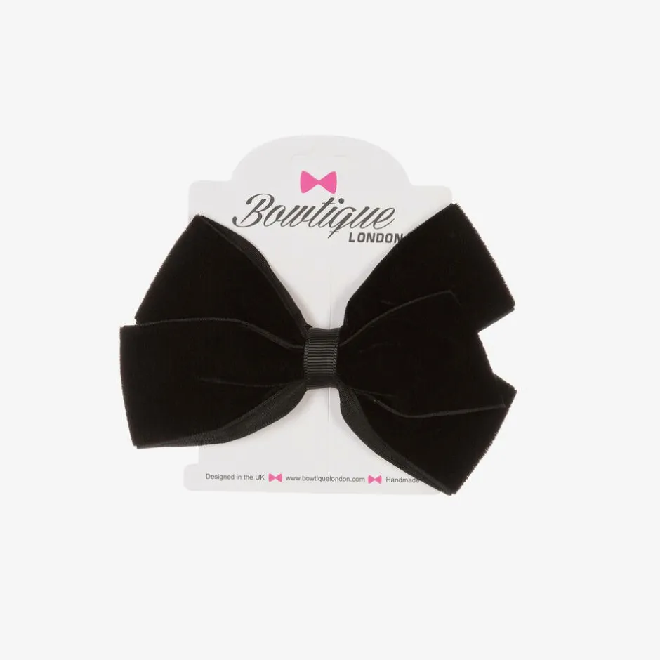 Bowtique London Velvet Bow Hair Clip (11cm) Black