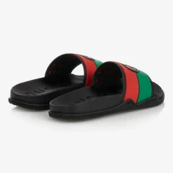 Gucci Black Web Logo Sliders Outlet