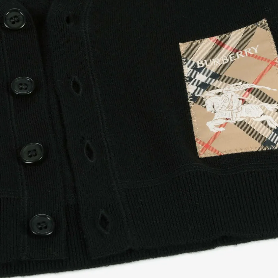 Burberry Black Wool Knit Baby Cardigan