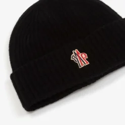 Moncler Enfant Black Wool Knit Beanie Hat Best