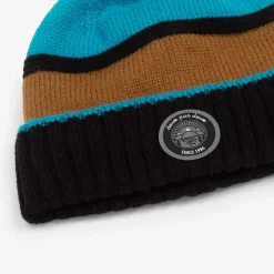 Deux par Deux Blue & Brown Knitted Pom-Pom Hat Online