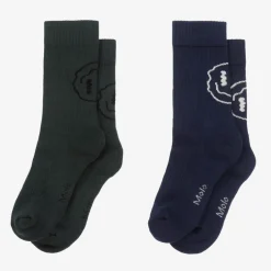 Molo Blue & Green Cotton Knit Socks (2 Pack) Oceanic Sale