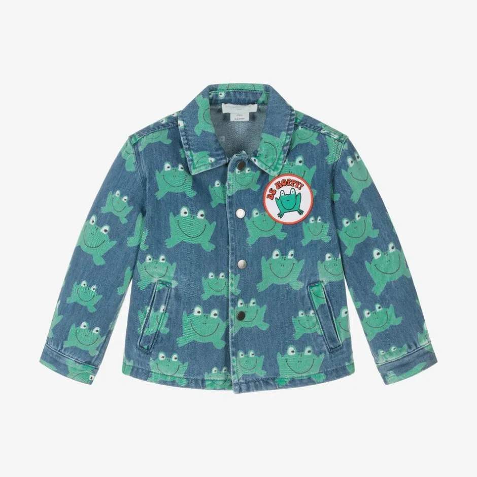 Stella McCartney Kids Blue & Green Frog Denim Jacket Clearance