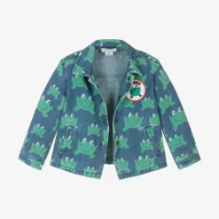 Stella McCartney Kids Blue & Green Frog Denim Jacket Clearance