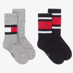 Tommy Hilfiger Blue & Grey Cotton Sports Socks (2 Pack) New