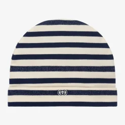 Gucci Blue & Ivory Striped Baby Hat Discount