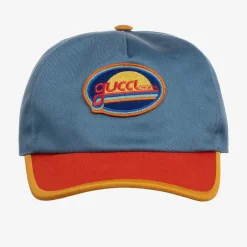 Gucci Blue & Orange Cotton Canvas Cap Discount
