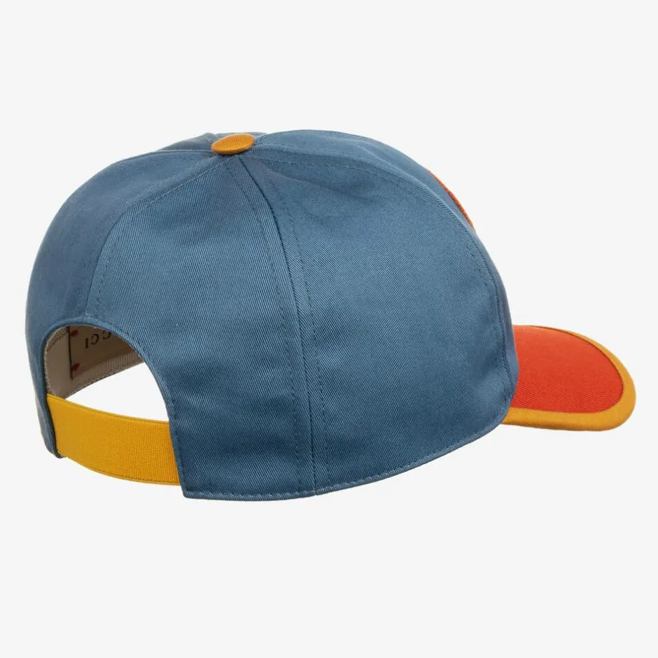 Gucci Blue & Orange Cotton Canvas Cap Discount