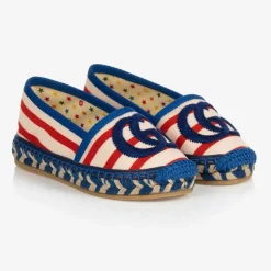 Gucci Blue & Red Striped Espadrilles Sale