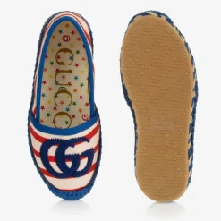 Gucci Blue & Red Striped Espadrilles Sale