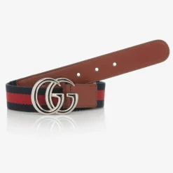 Gucci Blue & Red Web Double G Belt New