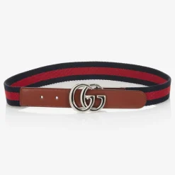 Gucci Blue & Red Web Double G Belt New