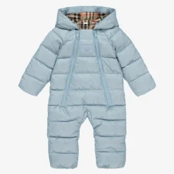 Burberry Blue & Vintage Check Baby Snowsuit Outlet