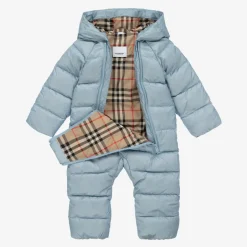 Burberry Blue & Vintage Check Baby Snowsuit Outlet