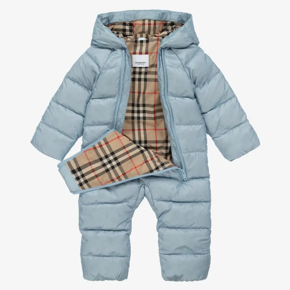 Burberry Blue & Vintage Check Baby Snowsuit Outlet