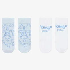 KENZO KIDS Blue & White Cotton Baby Socks (2 Pack) Discount