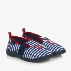 Playshoes Blue & White Striped Slippers Discount