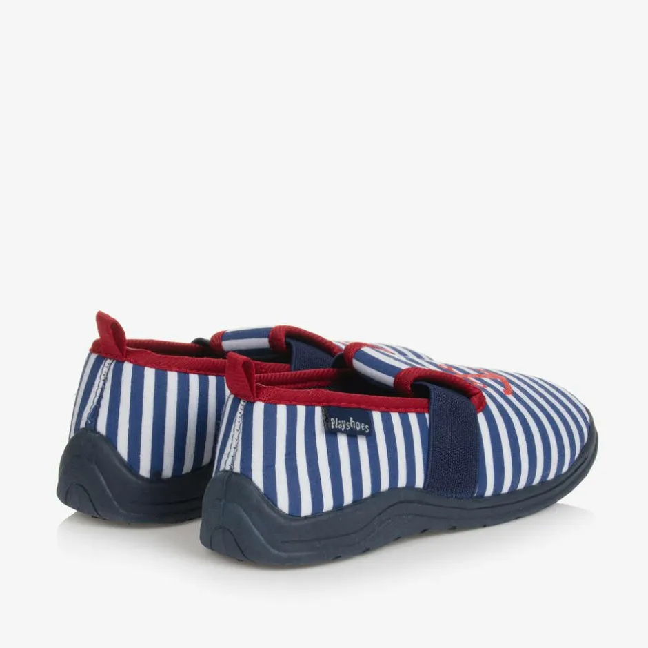 Playshoes Blue & White Striped Slippers Discount