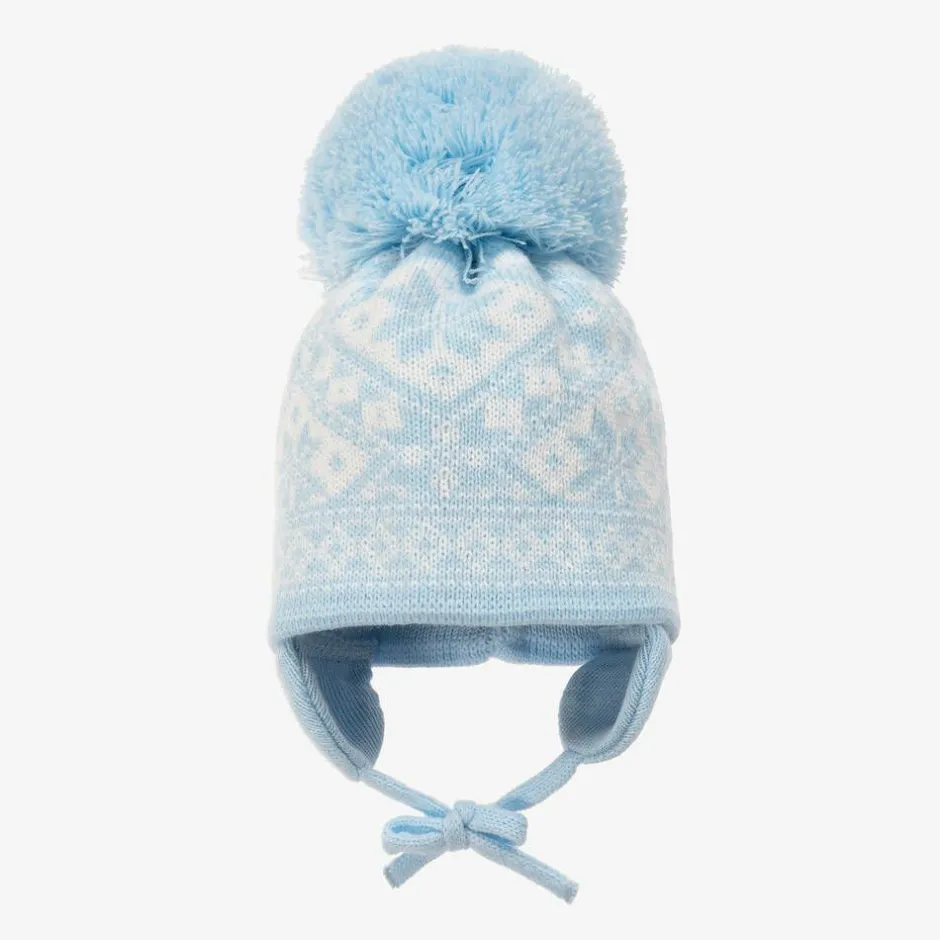 Sätila of Sweden Blue Alice Knitted Large Pom-Pom Beanie Sale