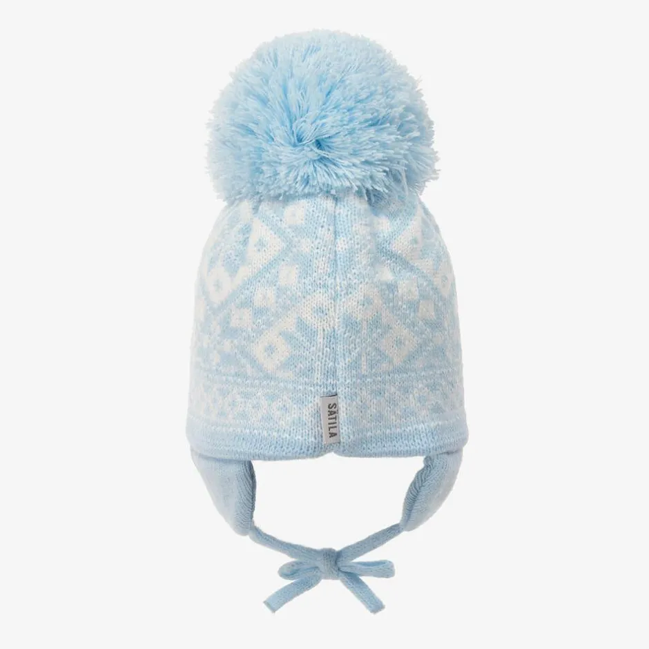 Sätila of Sweden Blue Alice Knitted Large Pom-Pom Beanie Sale