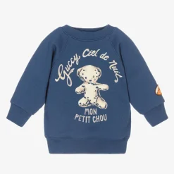 Gucci Blue Bear Logo Baby Sweatshirt Outlet